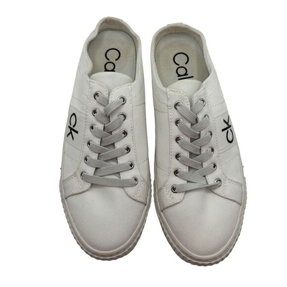 Calvin Klein Women's KCCOREY-T Casual Slip On Sneakers CK Logo White Size 10 - Picture 1 of 9